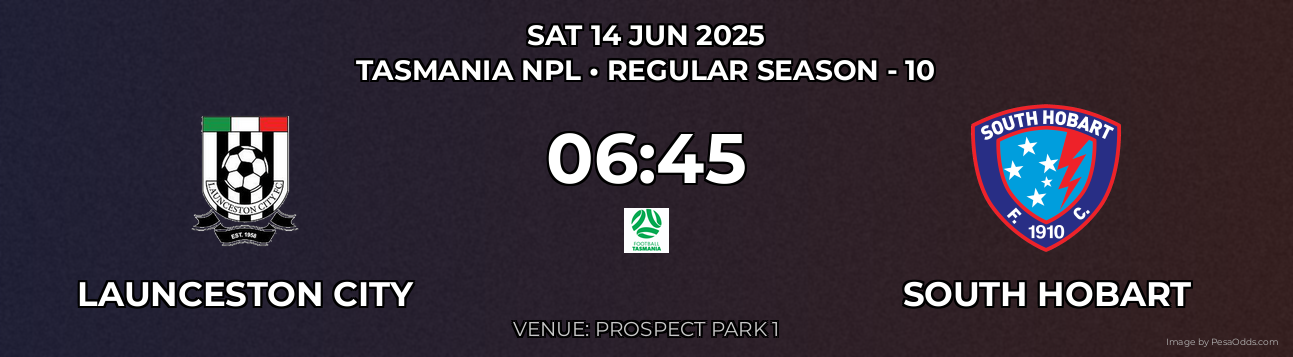 Launceston City vs South Hobart Prediction match poster for Tasmania NPL fixture on SAT 14 JUN 2025