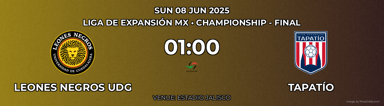 Leones Negros UDG vs Tapatío Prediction match poster for Liga de Expansión MX fixture on SUN 08 JUN 2025
