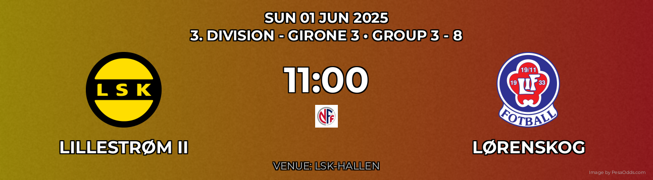 Lillestrøm II vs Lørenskog Prediction match poster for 3. Division - Girone 3 fixture on SUN 01 JUN 2025