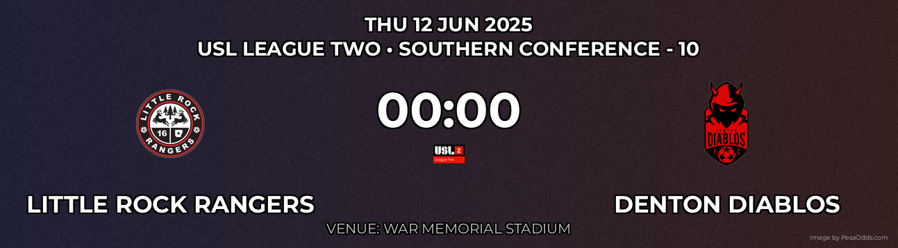 Little Rock Rangers vs Denton Diablos Prediction match poster for USL League Two fixture on THU 12 JUN 2025
