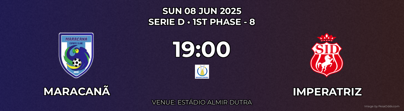 Maracanã vs Imperatriz Prediction match poster for Serie D fixture on SUN 08 JUN 2025