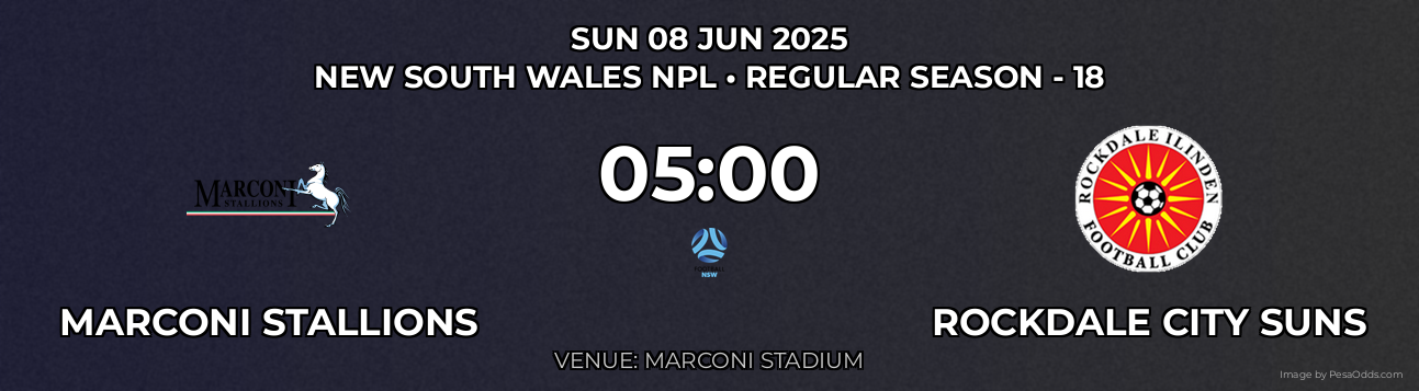 Marconi Stallions vs Rockdale City Suns Prediction match poster for New South Wales NPL fixture on SUN 08 JUN 2025