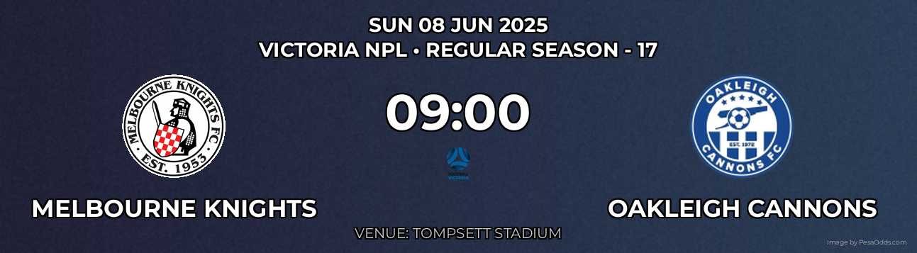 Melbourne Knights vs Oakleigh Cannons Prediction match poster for Victoria NPL fixture on SUN 08 JUN 2025