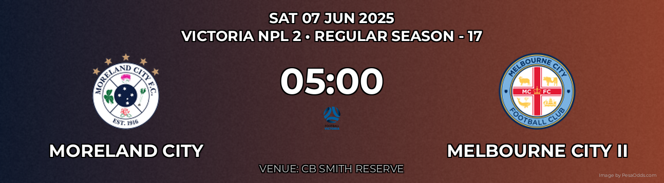 Moreland City vs Melbourne City II Prediction match poster for Victoria NPL 2 fixture on SAT 07 JUN 2025