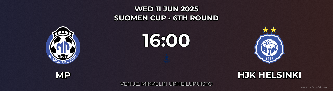 MP vs HJK helsinki Prediction match poster for Suomen Cup fixture on WED 11 JUN 2025