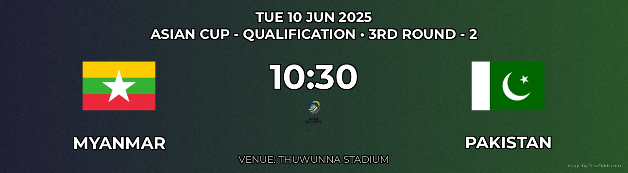 Myanmar vs Pakistan Prediction match poster for Asian Cup - Qualification fixture on TUE 10 JUN 2025