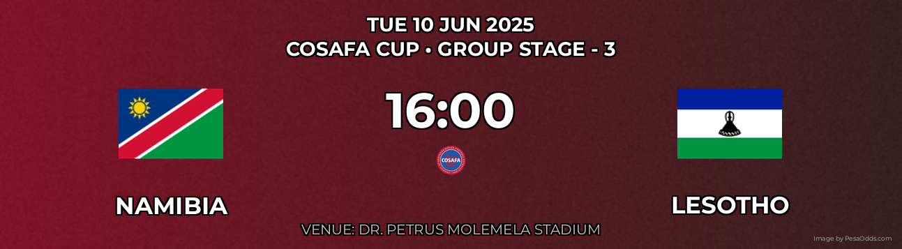 Namibia vs Lesotho Prediction match poster for COSAFA Cup fixture on TUE 10 JUN 2025