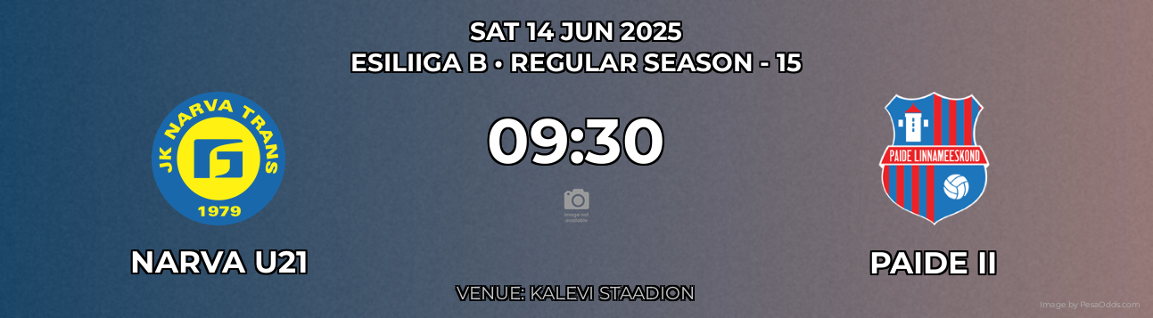 Narva U21 vs Paide II Prediction match poster for Esiliiga B fixture on SAT 14 JUN 2025