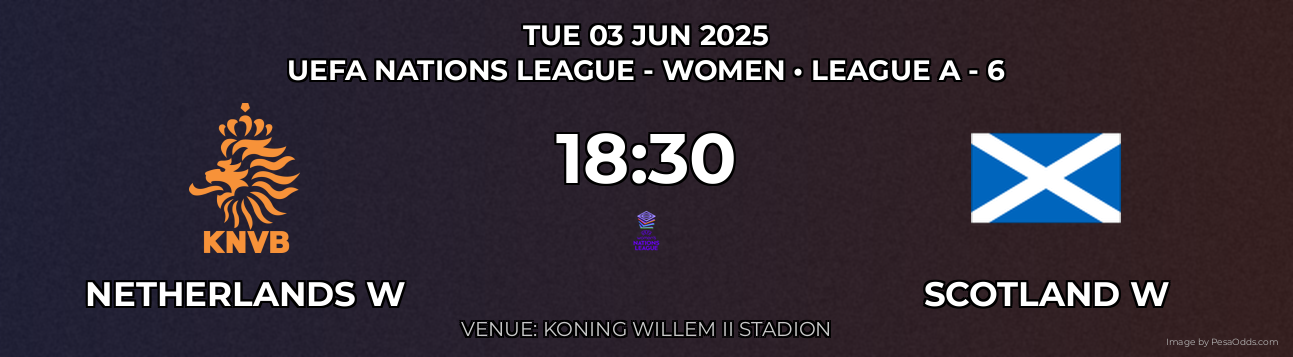 Netherlands W vs Scotland W Prediction match poster for UEFA Nations League - Women fixture on TUE 03 JUN 2025