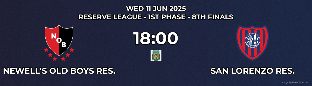 Newell's Old Boys Res. vs San Lorenzo Res. Prediction match poster for Reserve League fixture on WED 11 JUN 2025