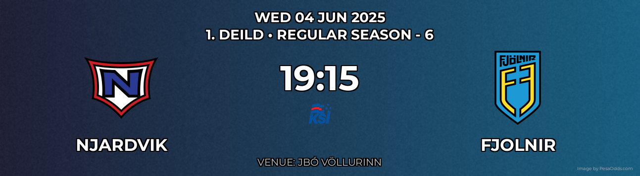 Njardvik vs Fjolnir Prediction match poster for 1. Deild fixture on WED 04 JUN 2025