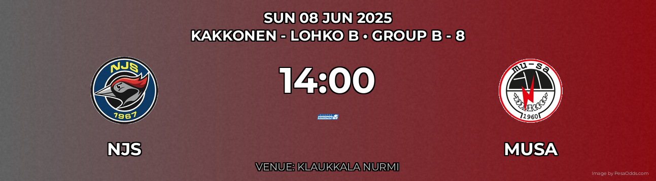 NJS vs Musa Prediction match poster for Kakkonen - Lohko B fixture on SUN 08 JUN 2025