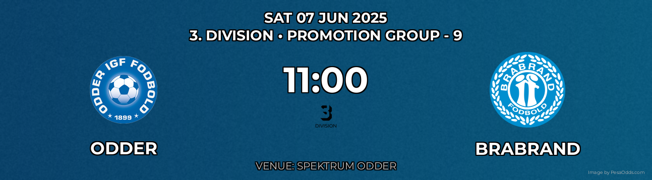 Odder vs Brabrand Prediction match poster for 3. Division fixture on SAT 07 JUN 2025