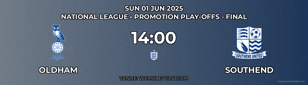 Oldham vs Southend Prediction match poster for National League fixture on SUN 01 JUN 2025