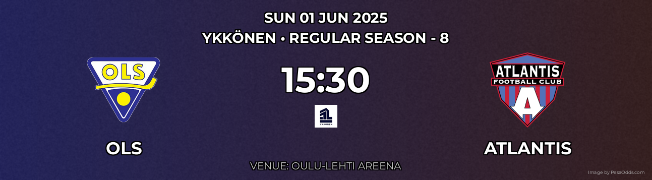 OLS vs Atlantis Prediction match poster for Ykkönen fixture on SUN 01 JUN 2025