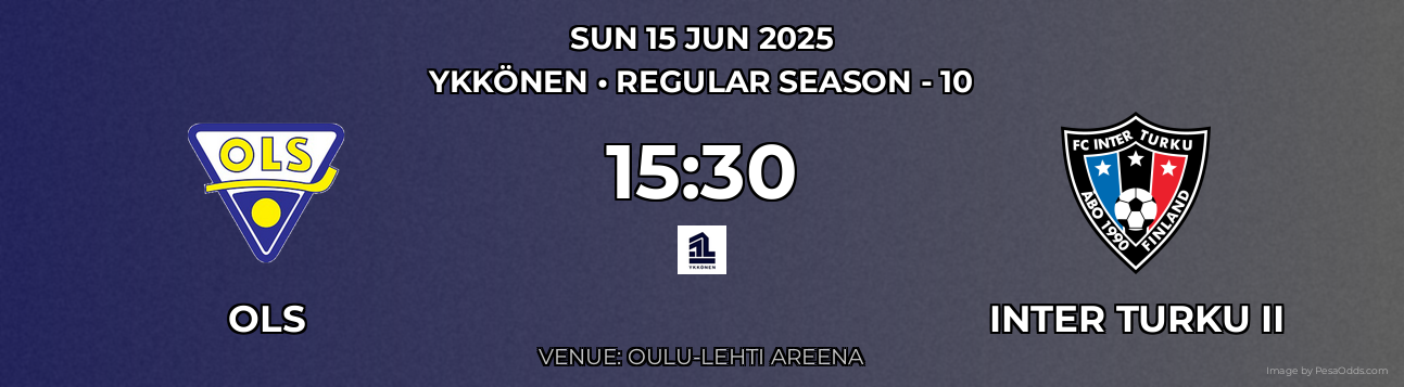 OLS vs Inter Turku II Prediction match poster for Ykkönen fixture on SUN 15 JUN 2025
