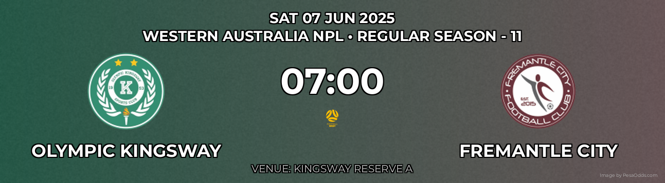 Olympic Kingsway vs Fremantle City Prediction match poster for Western Australia NPL fixture on SAT 07 JUN 2025