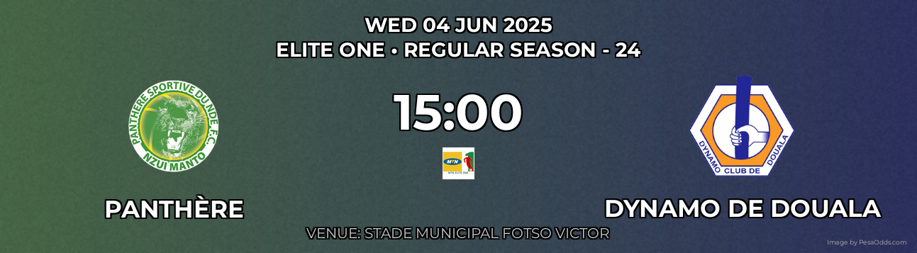 Panthère vs Dynamo de Douala Prediction match poster for Elite One fixture on WED 04 JUN 2025