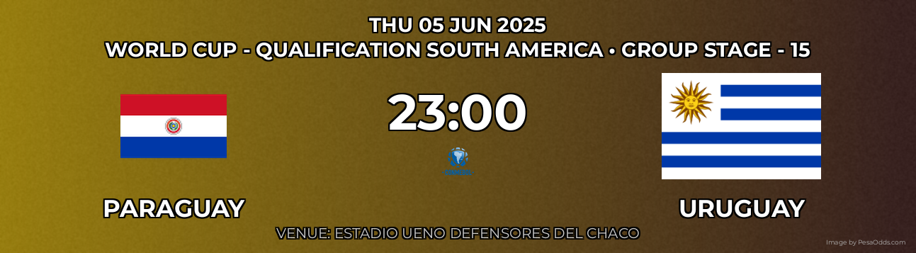 Paraguay vs Uruguay Prediction match poster for World Cup - Qualification South America fixture on THU 05 JUN 2025