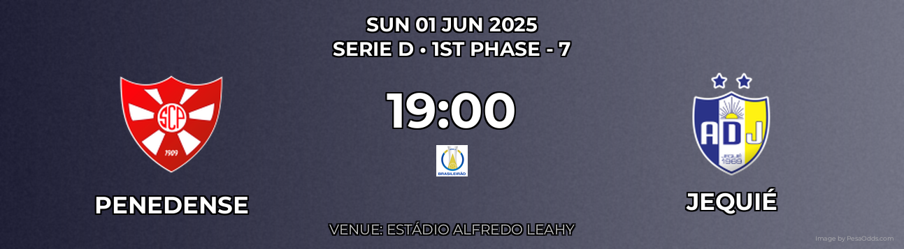 Penedense vs Jequié Prediction match poster for Serie D fixture on SUN 01 JUN 2025