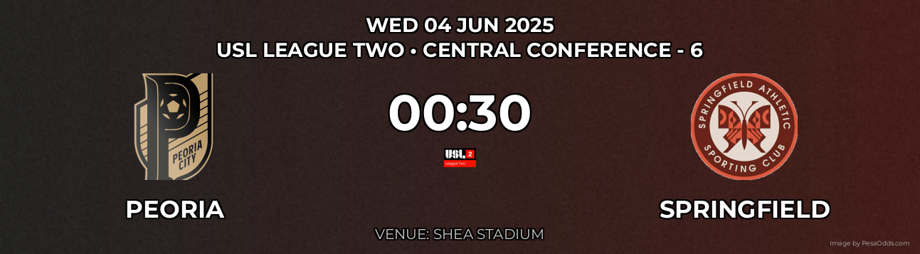 Peoria vs Springfield Prediction match poster for USL League Two fixture on WED 04 JUN 2025
