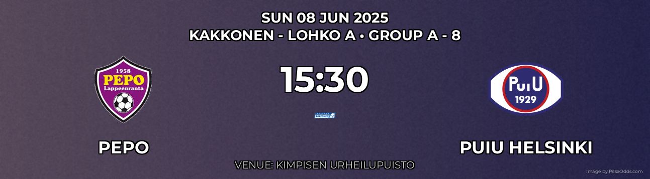 PEPO vs PuiU Helsinki Prediction match poster for Kakkonen - Lohko A fixture on SUN 08 JUN 2025