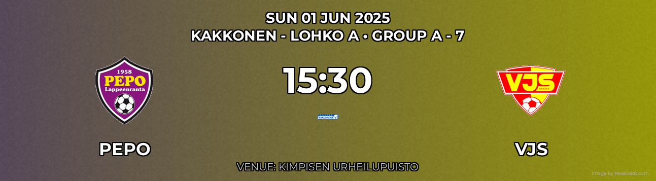 PEPO vs VJS Prediction match poster for Kakkonen - Lohko A fixture on SUN 01 JUN 2025