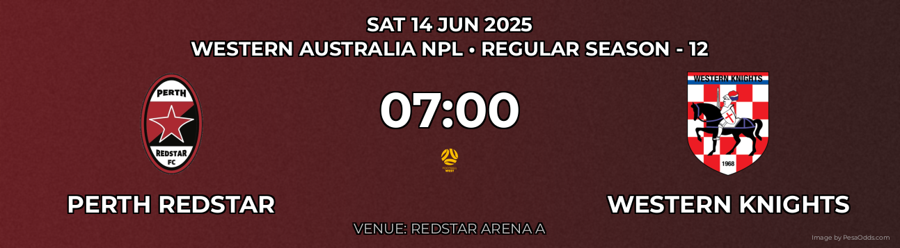 Perth RedStar vs Western Knights Prediction match poster for Western Australia NPL fixture on SAT 14 JUN 2025