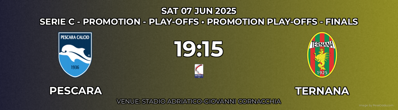 Pescara vs Ternana Prediction match poster for Serie C - Promotion - Play-offs fixture on SAT 07 JUN 2025