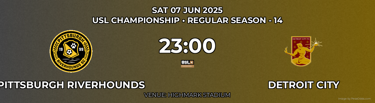 Pittsburgh Riverhounds vs Detroit City Prediction match poster for USL Championship fixture on SAT 07 JUN 2025