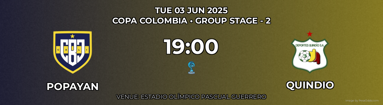 Popayan vs Quindio Prediction match poster for Copa Colombia fixture on TUE 03 JUN 2025