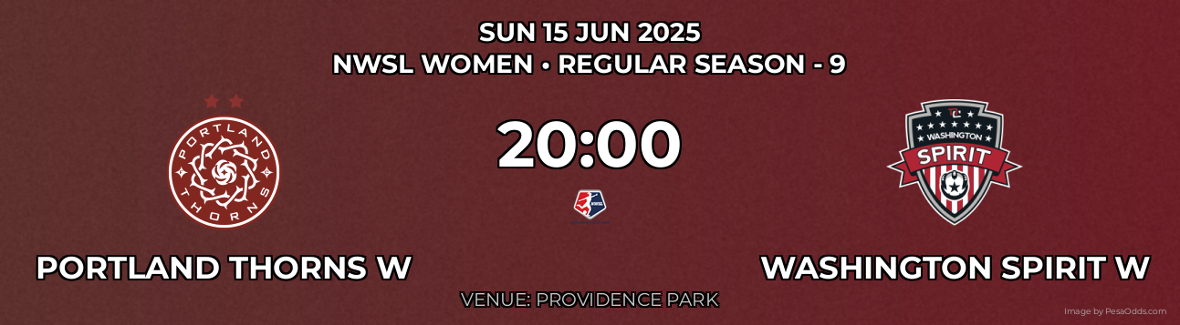 Portland Thorns W vs Washington Spirit W Prediction match poster for NWSL Women fixture on SUN 15 JUN 2025
