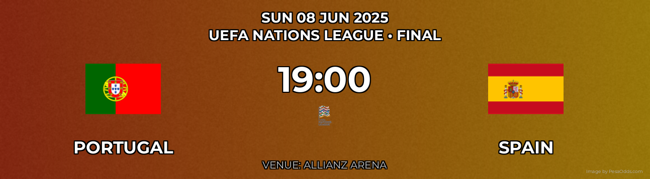 Portugal vs Spain Prediction match poster for UEFA Nations League fixture on SUN 08 JUN 2025