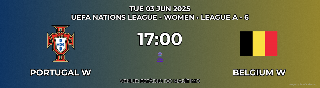 Portugal W vs Belgium W Prediction match poster for UEFA Nations League - Women fixture on TUE 03 JUN 2025