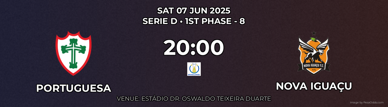 Portuguesa vs Nova Iguaçu Prediction match poster for Serie D fixture on SAT 07 JUN 2025