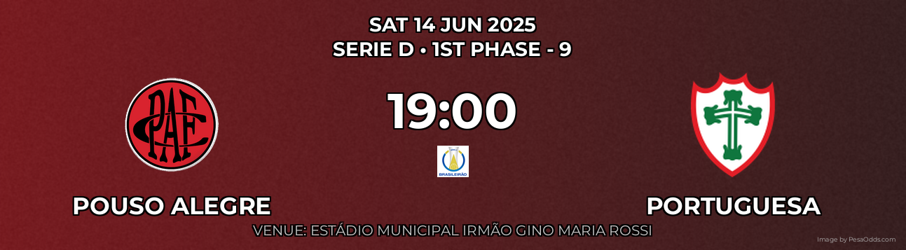 Pouso Alegre vs Portuguesa Prediction match poster for Serie D fixture on SAT 14 JUN 2025