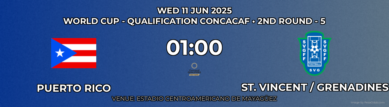 Puerto Rico vs St. Vincent / Grenadines Prediction match poster for World Cup - Qualification CONCACAF fixture on WED 11 JUN 2025