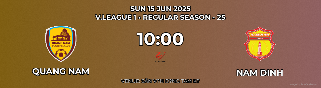 Quang Nam vs Nam Dinh Prediction match poster for V.League 1 fixture on SUN 15 JUN 2025