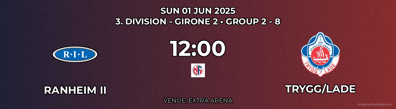 Ranheim II vs Trygg/Lade Prediction match poster for 3. Division - Girone 2 fixture on SUN 01 JUN 2025