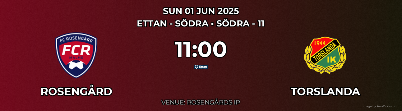Rosengård vs Torslanda Prediction match poster for Ettan - Södra fixture on SUN 01 JUN 2025