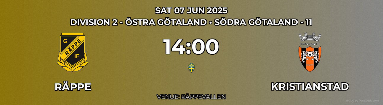 Räppe vs Kristianstad Prediction match poster for Division 2 - Östra Götaland fixture on SAT 07 JUN 2025