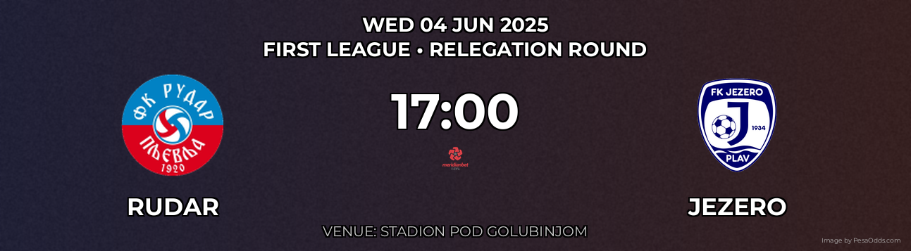 Rudar vs Jezero Prediction match poster for First League fixture on WED 04 JUN 2025