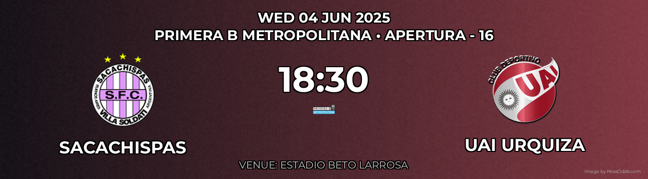 Sacachispas vs UAI Urquiza Prediction match poster for Primera B Metropolitana fixture on WED 04 JUN 2025