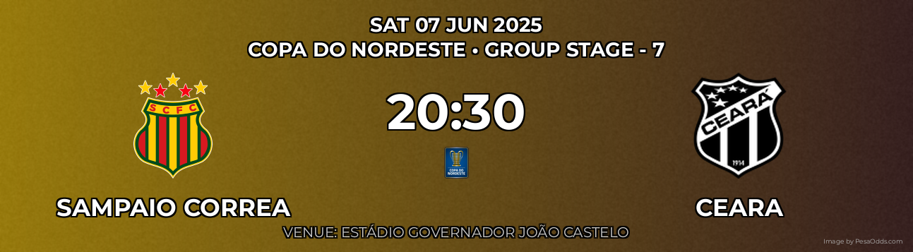 Sampaio Correa vs Ceara Prediction match poster for Copa do Nordeste fixture on SAT 07 JUN 2025