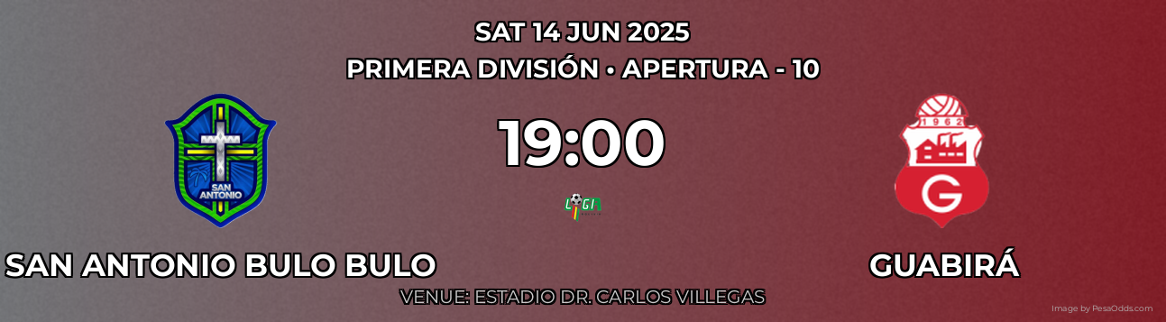 San Antonio Bulo Bulo vs Guabirá Prediction match poster for Primera División fixture on SAT 14 JUN 2025