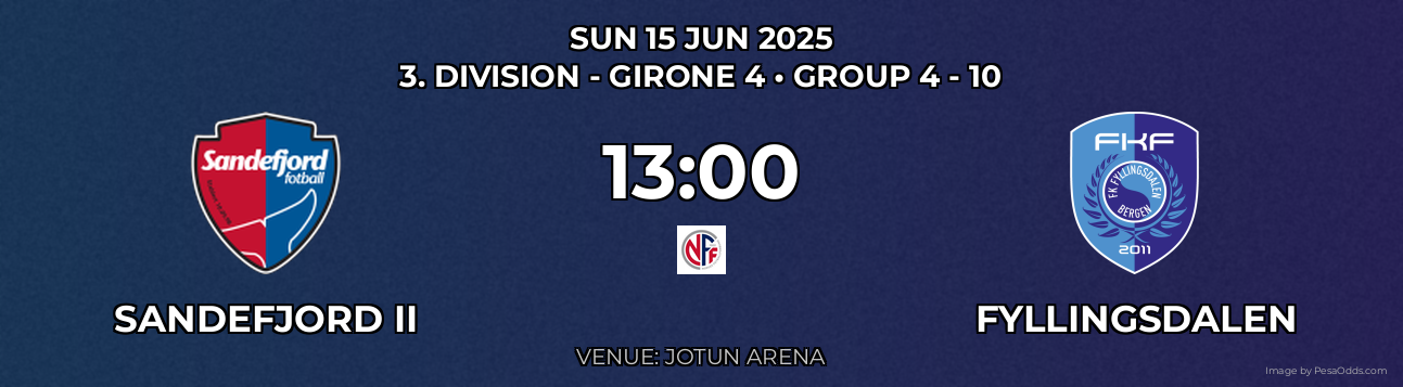 Sandefjord II vs Fyllingsdalen Prediction match poster for 3. Division - Girone 4 fixture on SUN 15 JUN 2025