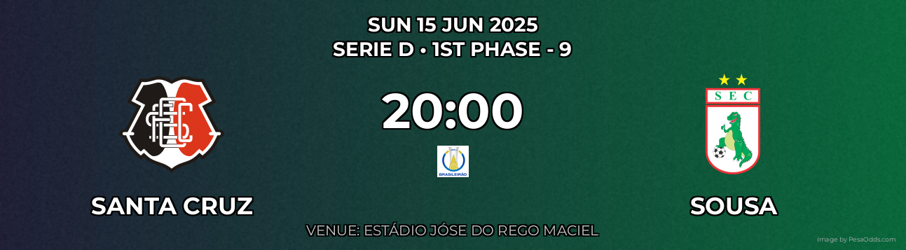 Santa Cruz vs Sousa Prediction match poster for Serie D fixture on SUN 15 JUN 2025