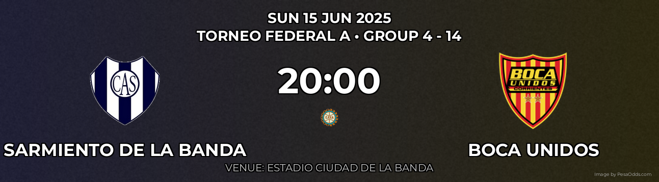 Sarmiento de La Banda vs Boca Unidos Prediction match poster for Torneo Federal A fixture on SUN 15 JUN 2025