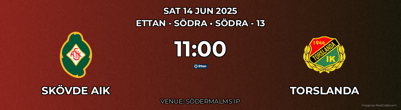 Skövde AIK vs Torslanda Prediction match poster for Ettan - Södra fixture on SAT 14 JUN 2025