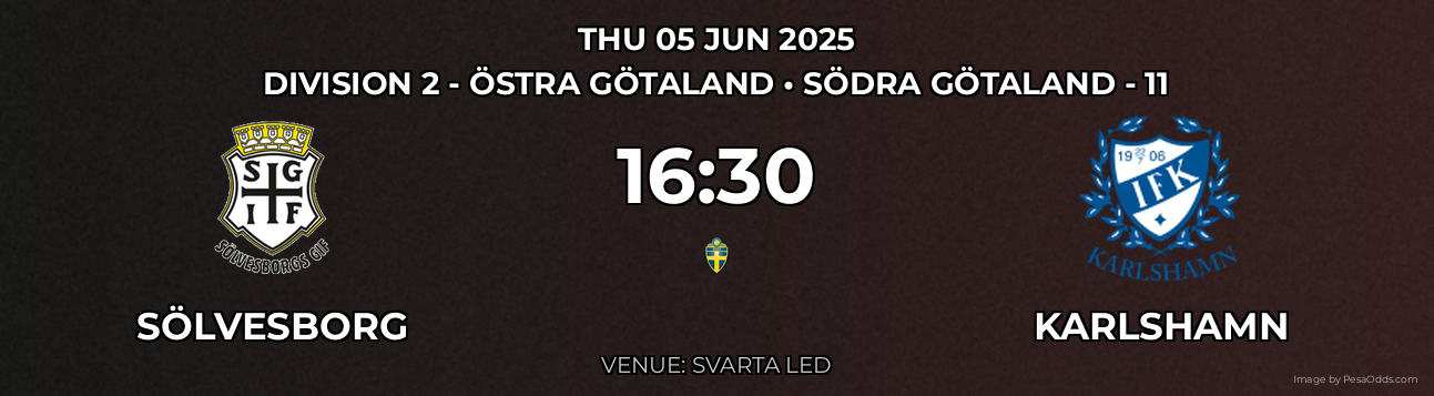 Sölvesborg vs Karlshamn Prediction match poster for Division 2 - Östra Götaland fixture on THU 05 JUN 2025